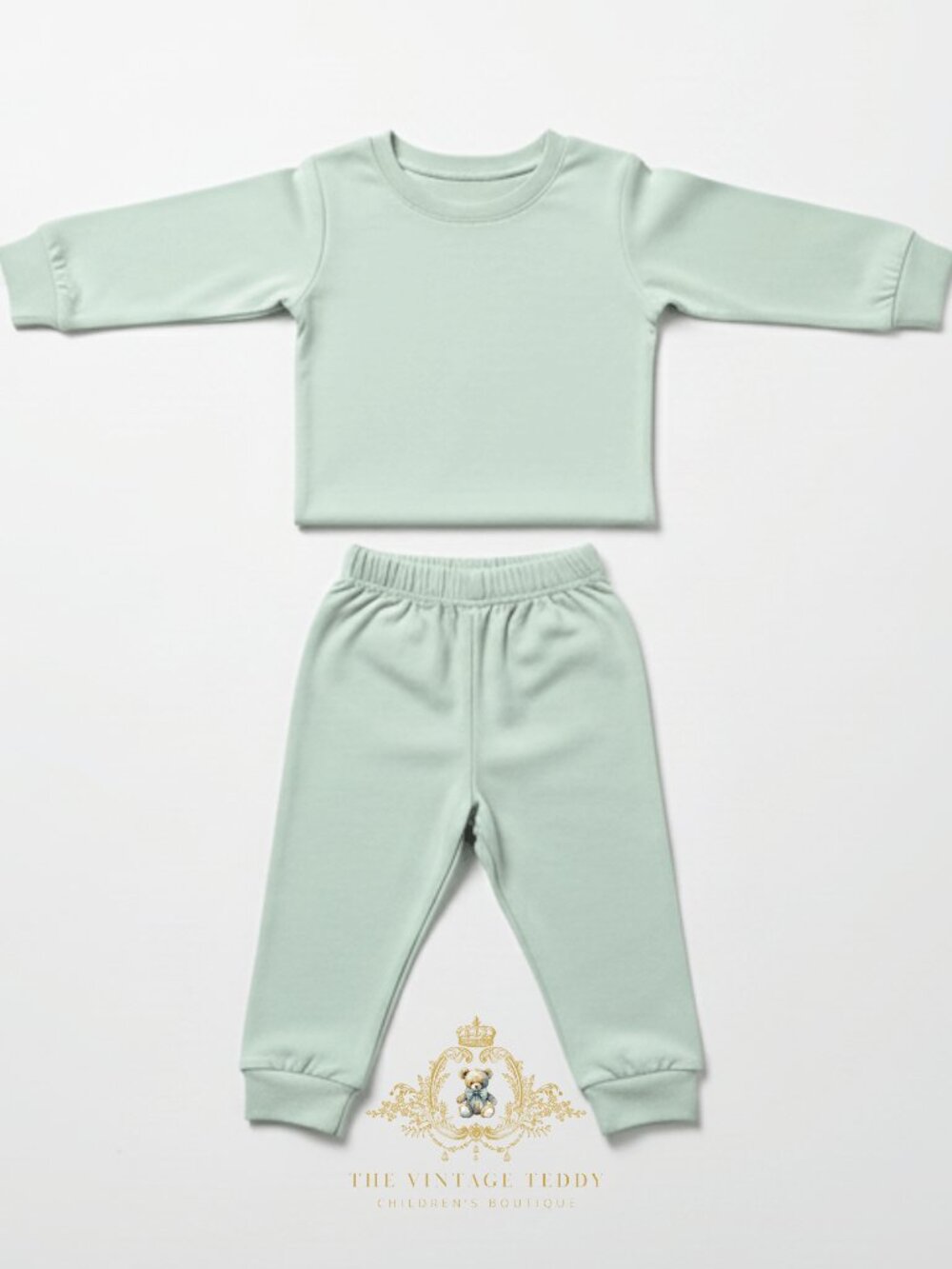 NWT Cute Girls Long Sleeve Pajamas Top & Pants Kids PJ's 2-Piece Set Mint 18-24M - Picture 2 of 2